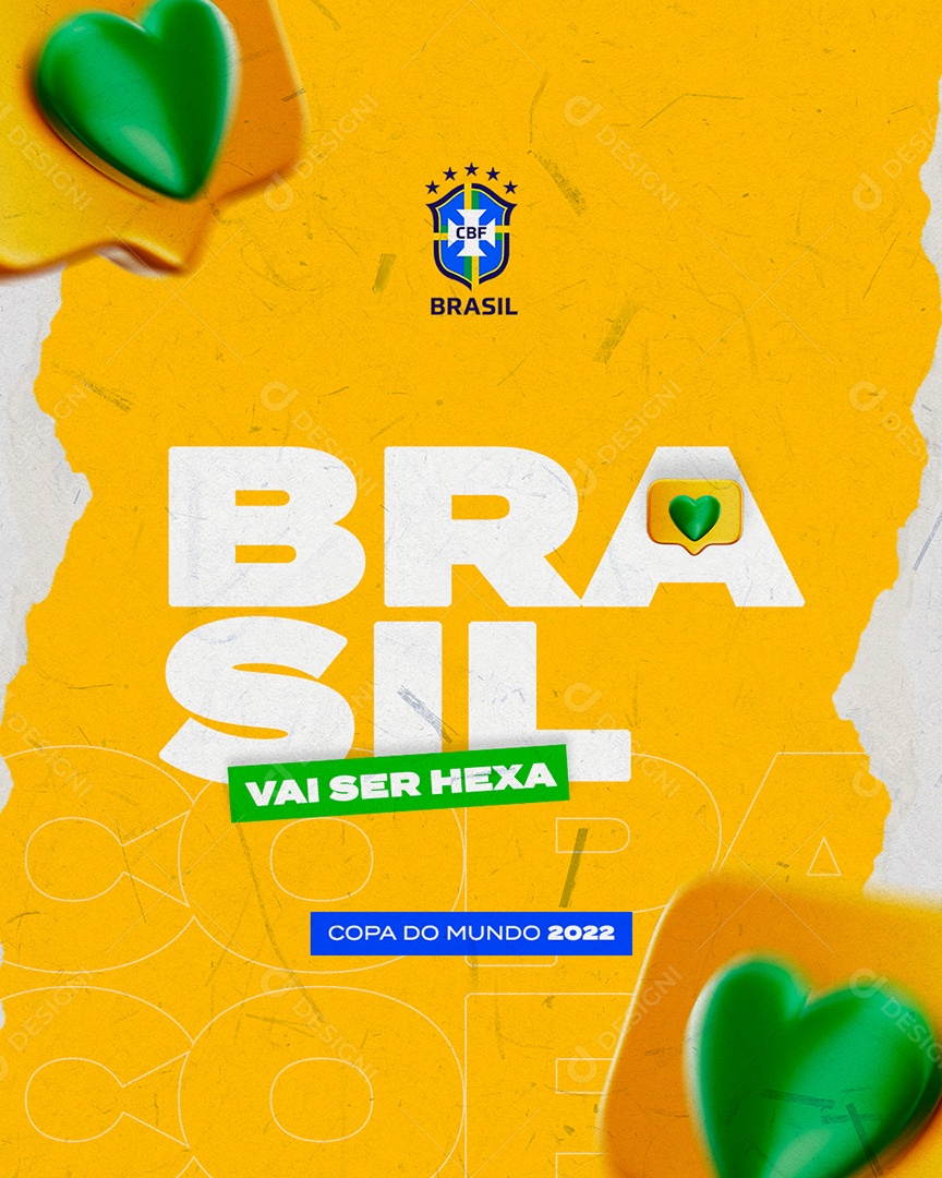 Brasil Vai Ser Hexa Copa Mundo Social Media PSD Editável