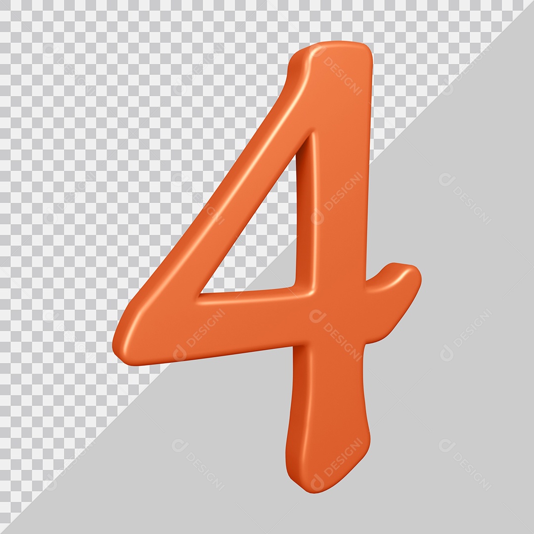 Elemento 3D Para Composição Número 4 Laranja PSD