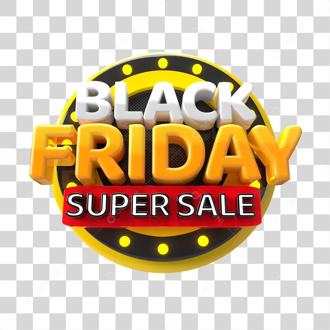 Black Friday Selo 3D Para Composição PNG