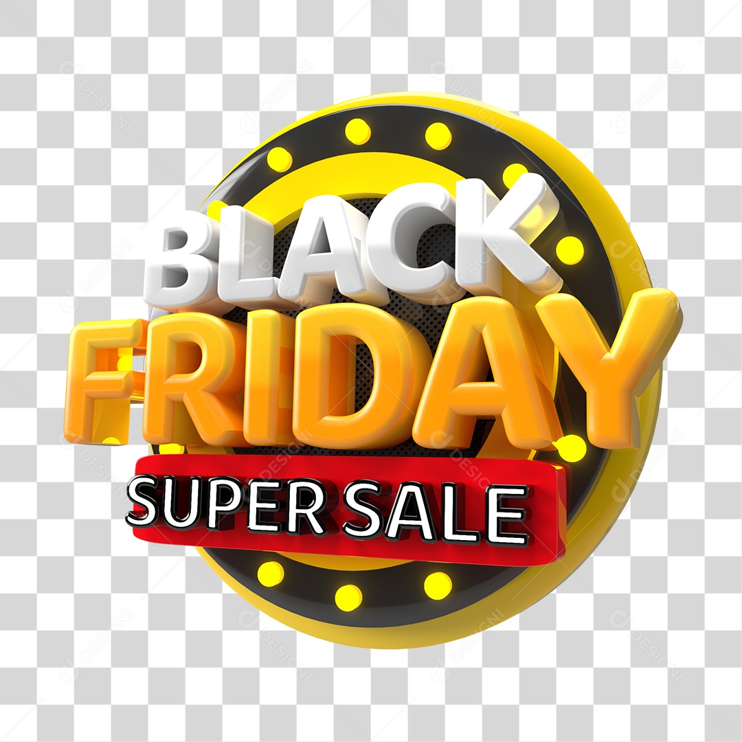 Black Friday Selo 3D Para Composição PNG