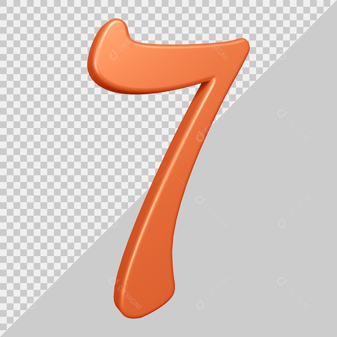 Elemento 3D Para Composição Número 7 Laranja PSD