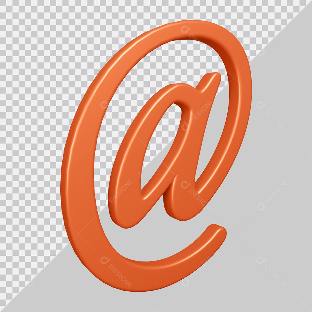 Elemento 3D Para Composição Símbolo Arroba Laranja PSD