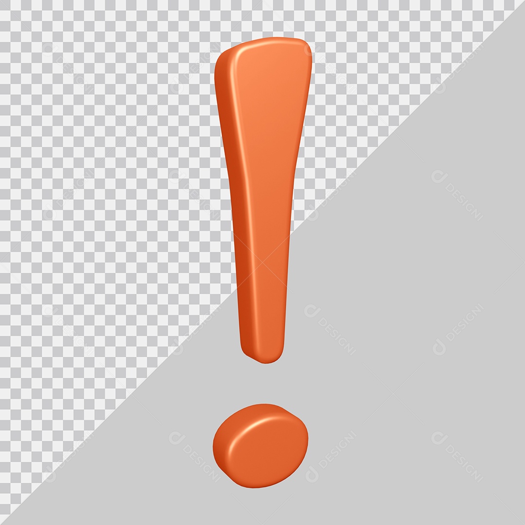 3D Element For Composition Orange Exclamation Mark Symbol PSD