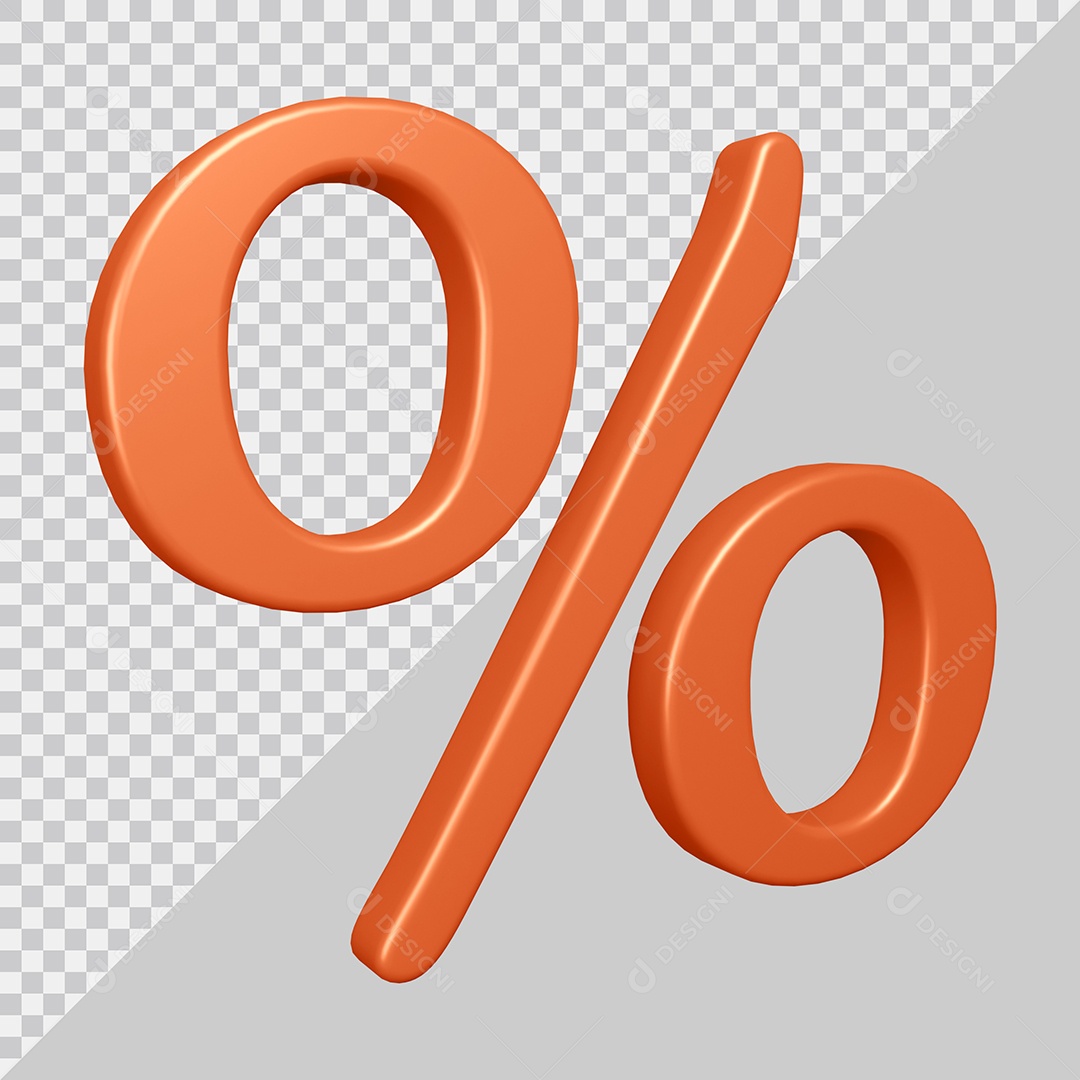Elemento 3D Para Composição Símbolo de Porcentagem Laranja PSD