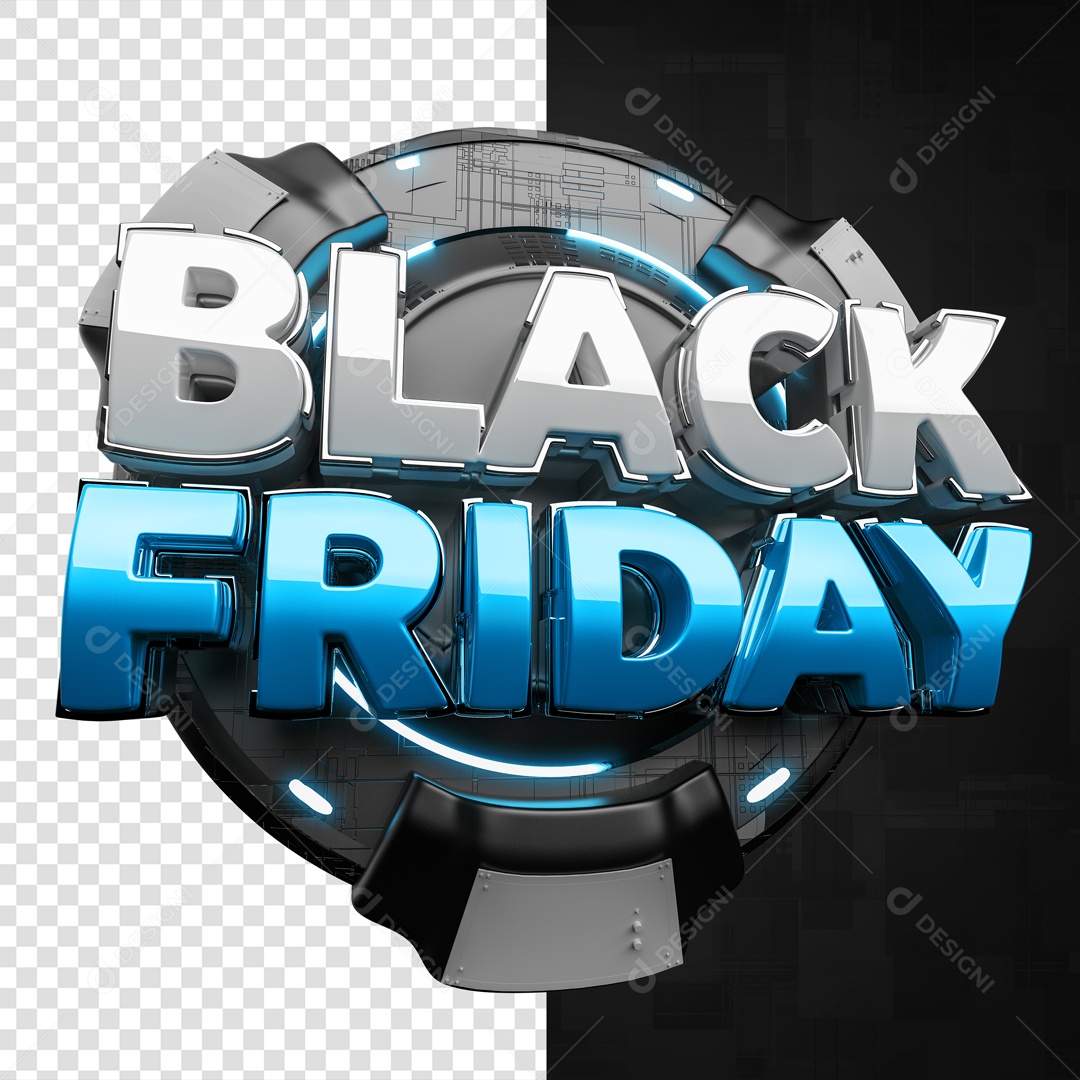 Selo 3D Black Friday Em Forma Circular Metallica Para Composição PSD