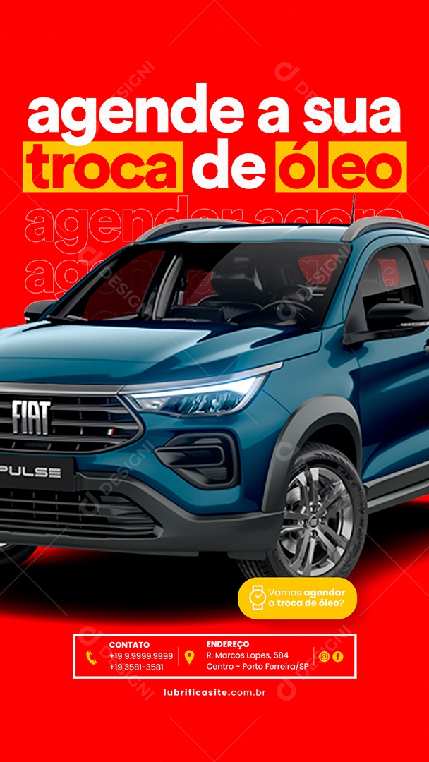 Story Agende a Sua Troca de Óleo Oficina Mecânica Social Media PSD Editável