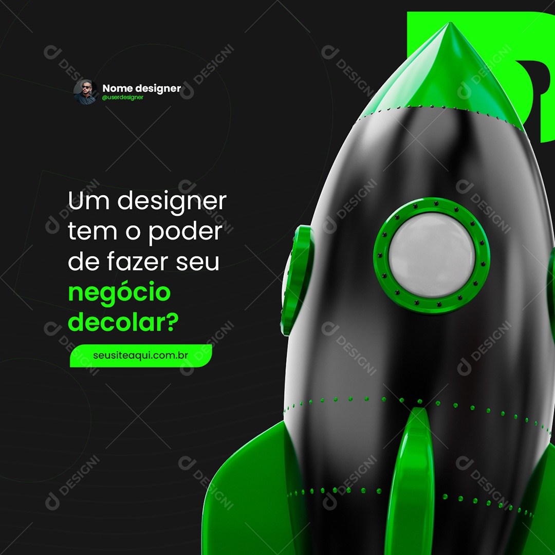 Um Designer Tem o Poder de Fazer Seu Negócio Decolar Design Designer Social Media PSD Editável
