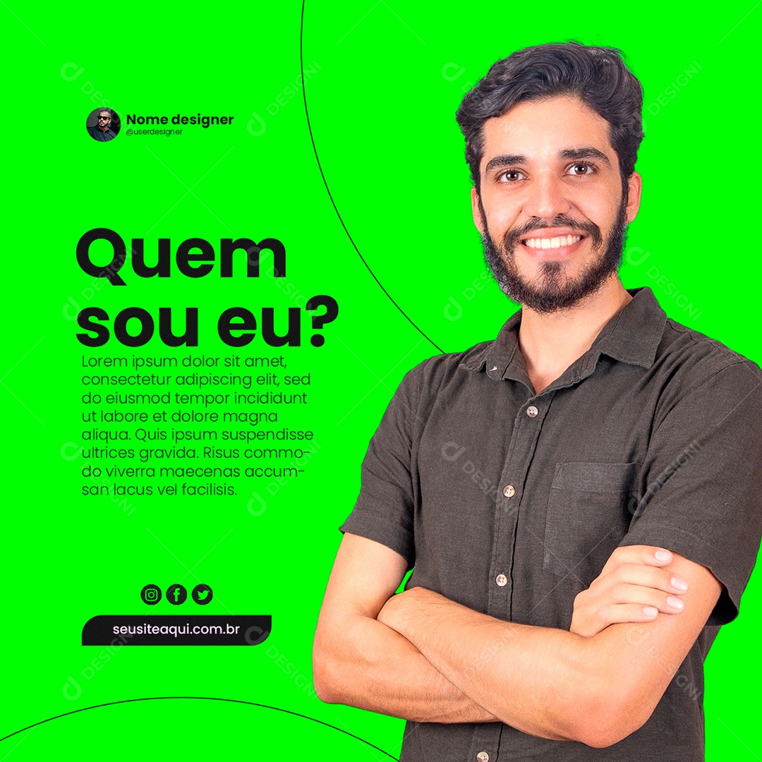 Quem Sou Eu Design Designer Social Media PSD Editável