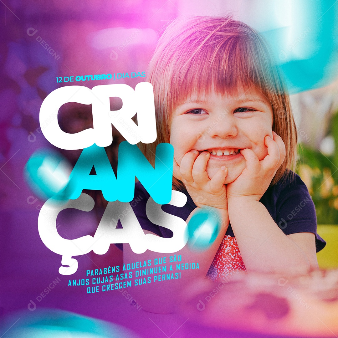 Parabéns Àquelas Que São Anjos Cujas Asas Diminuem Dia das Crianças Social Media PSD Editável