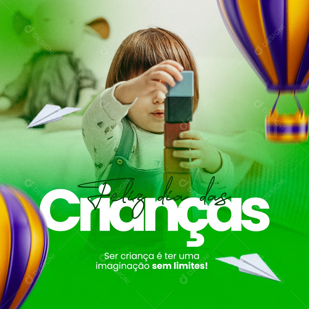 Ser Criança é Ter Uma Imaginação Sem Limites Dia das Crianças Social Media PSD Editável