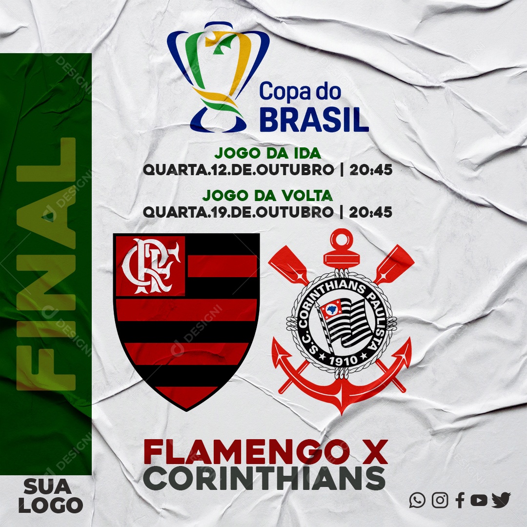 Social Media Jogo de Futebol Flamengo Vs Corinthias PSD Editável