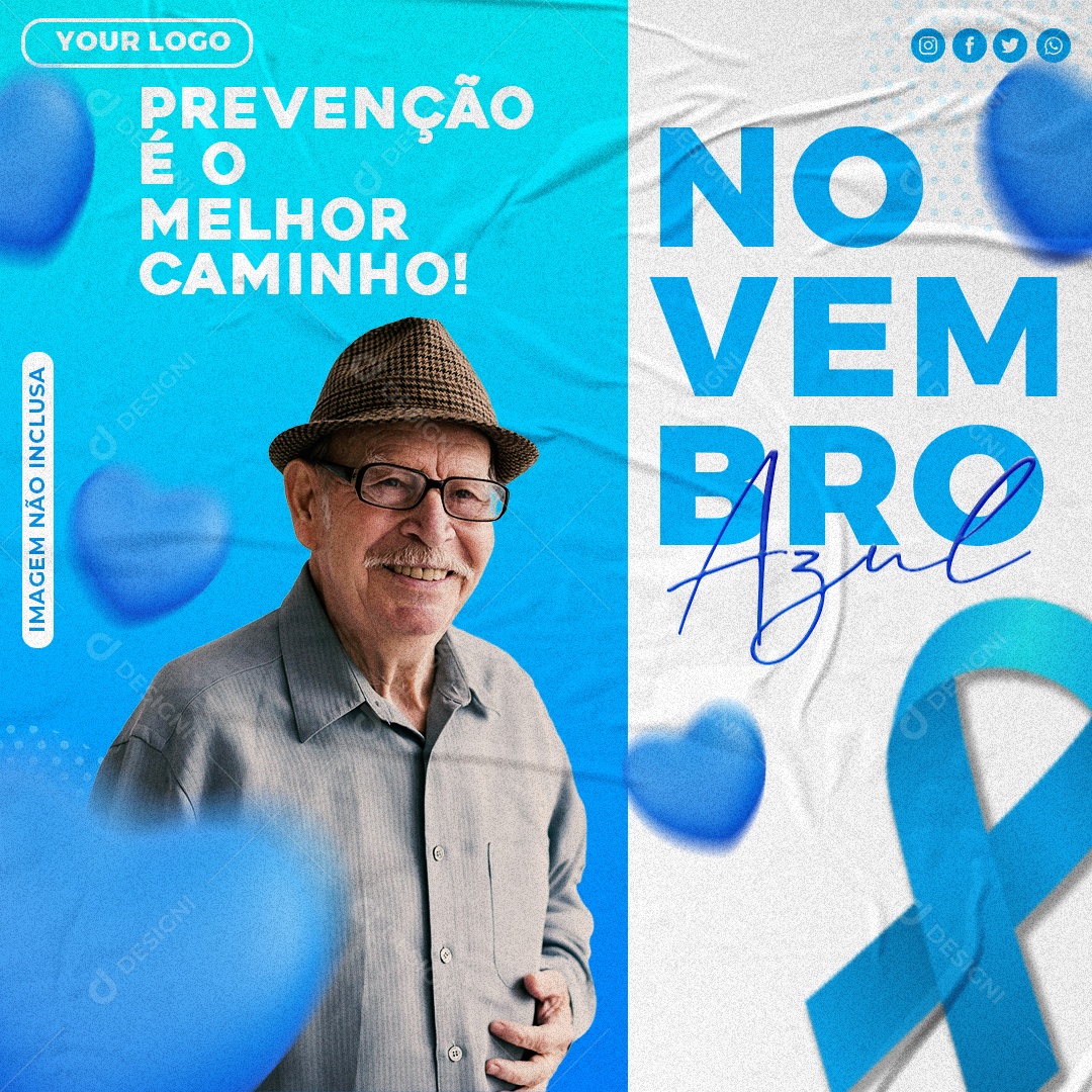 Social Media Novembro Azul Mês De Prevenção é o Melhor Caminho PSD Editável