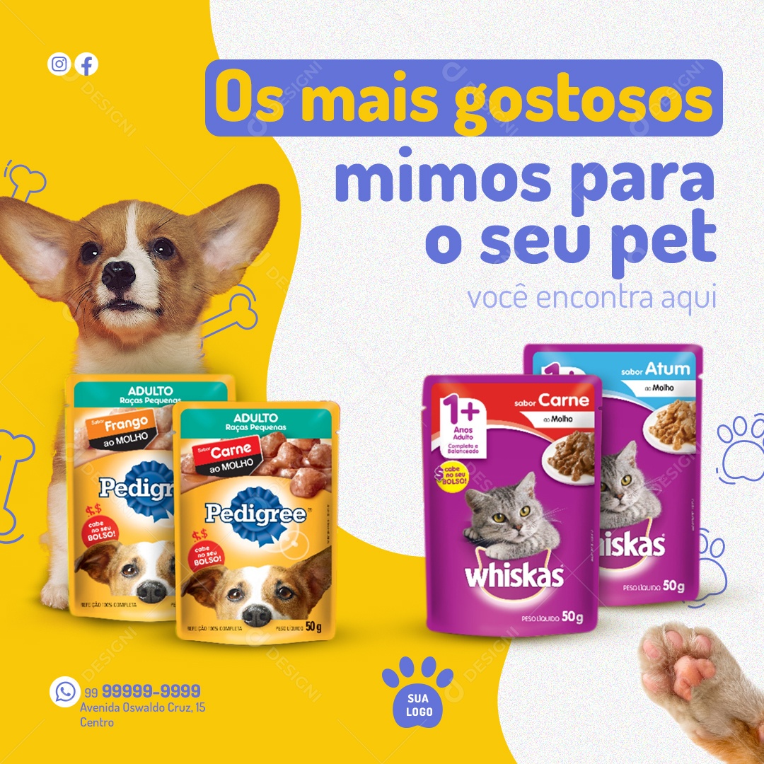 Os Mais Gostosos Mimos Para O Seu Pet Social Media PSD Editável