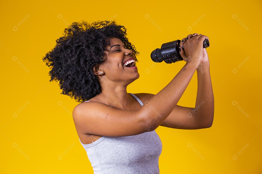 Beautiful young woman brunette afro hair