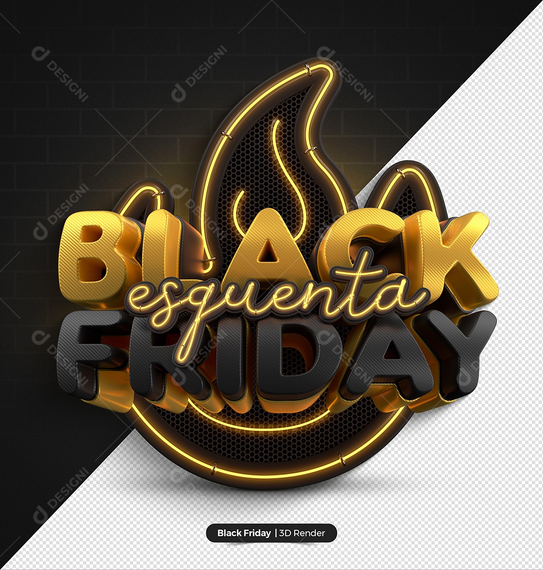 Selo 3D Para Composição Black Esquenta Friday PSD