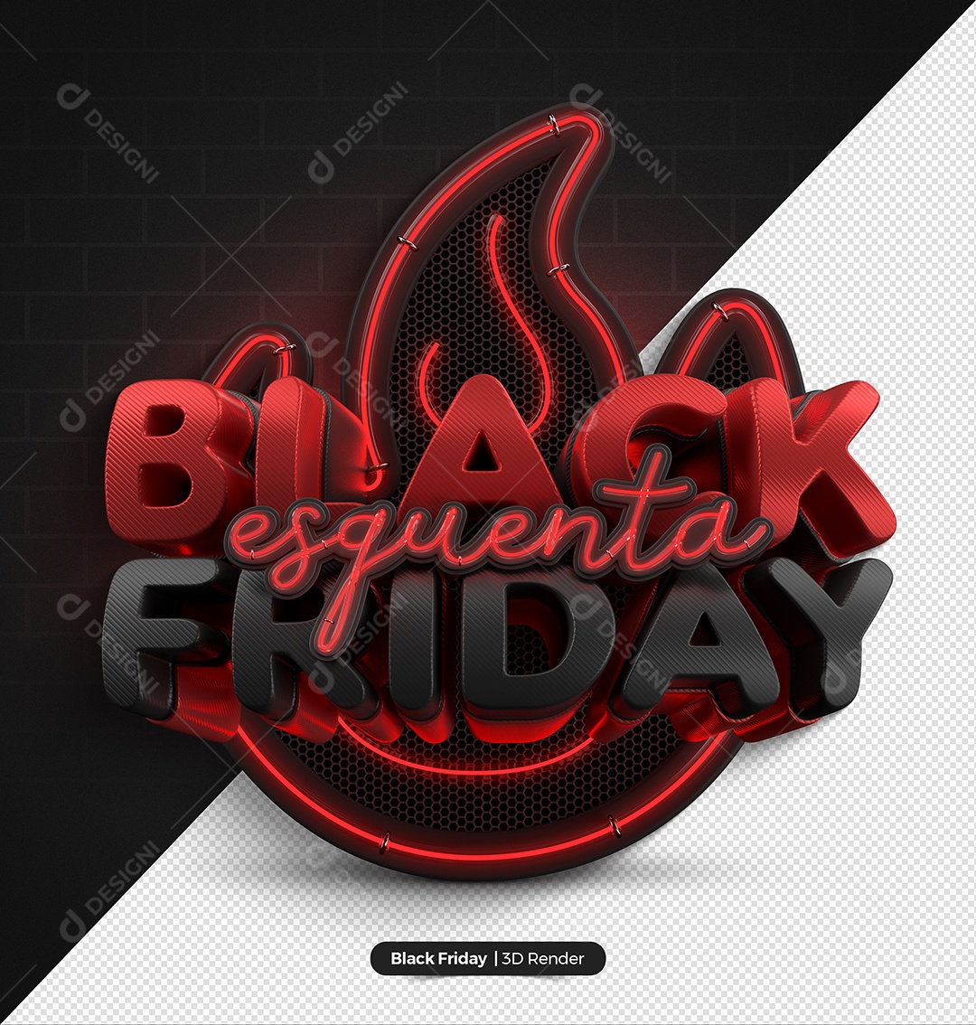 Selo 3D Para Composição Black Esquenta Friday PSD