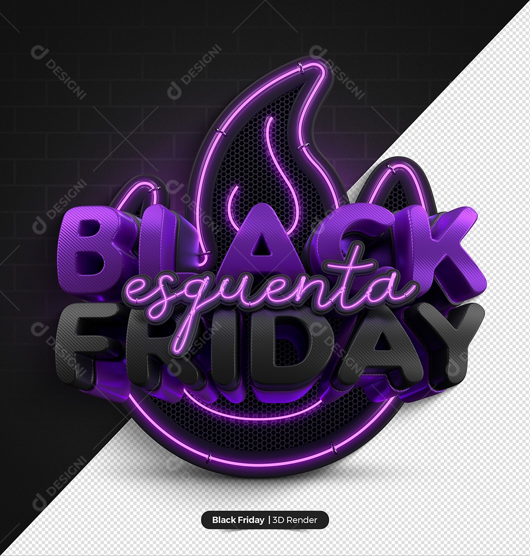 Selo 3D Para Composição Black Esquenta Friday PSD