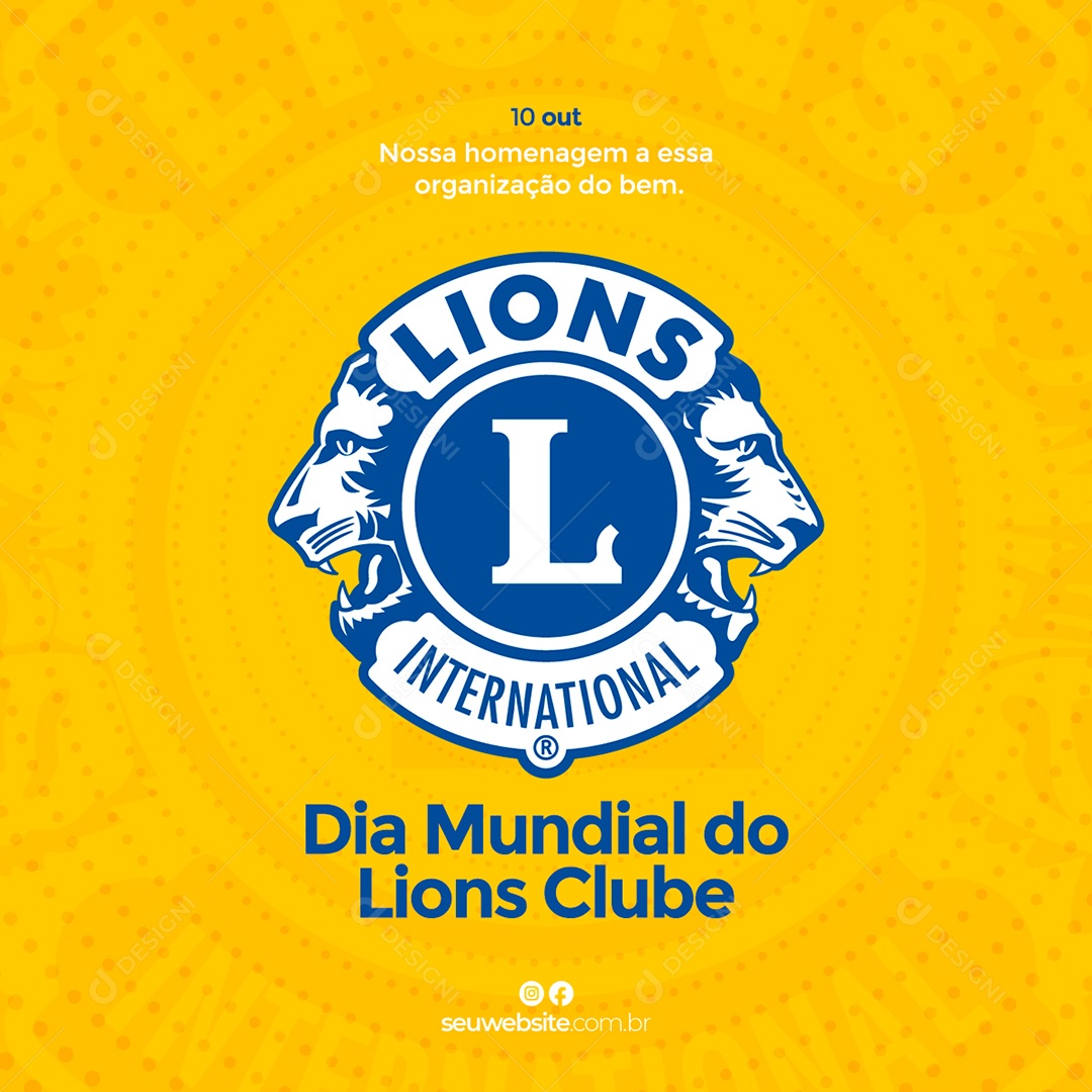 Dia Mundial Do Lions Clube Data Comemorativa Social Media PSD Editável
