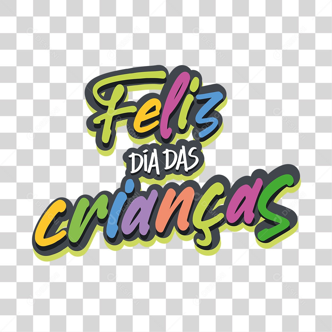 Lettering Feliz Dia Das Crianças EPS + PNG