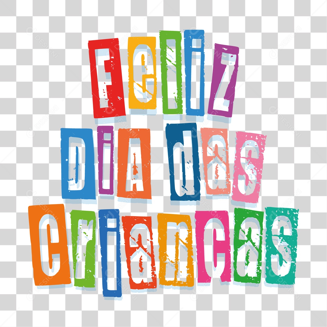 Lettering Feliz Dia Das Crianças EPS + PNG