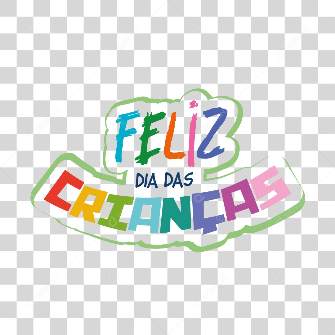 Lettering Feliz Dia Das Crianças EPS + PNG