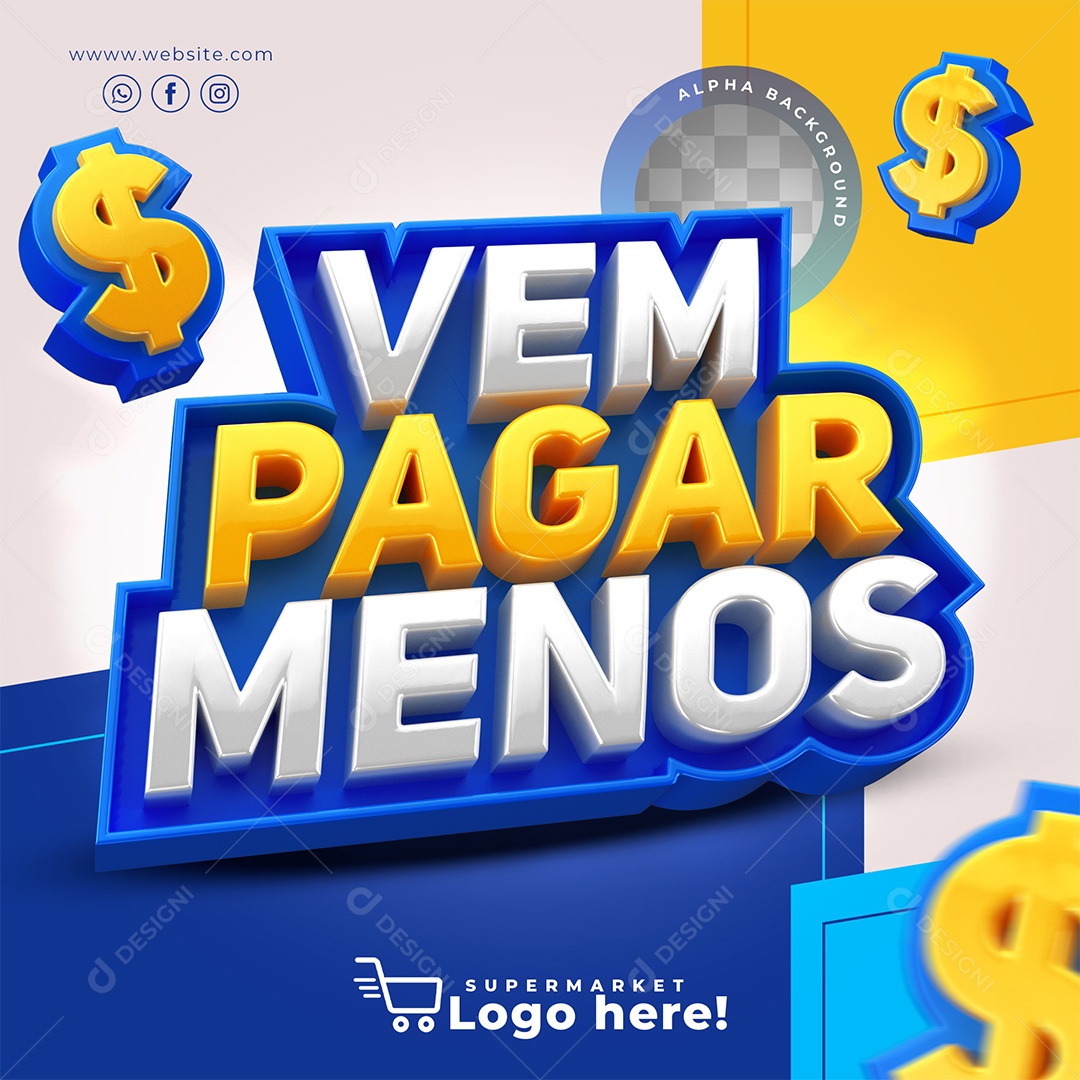 Selo 3D Vem Pagar Menos Promoção PSD