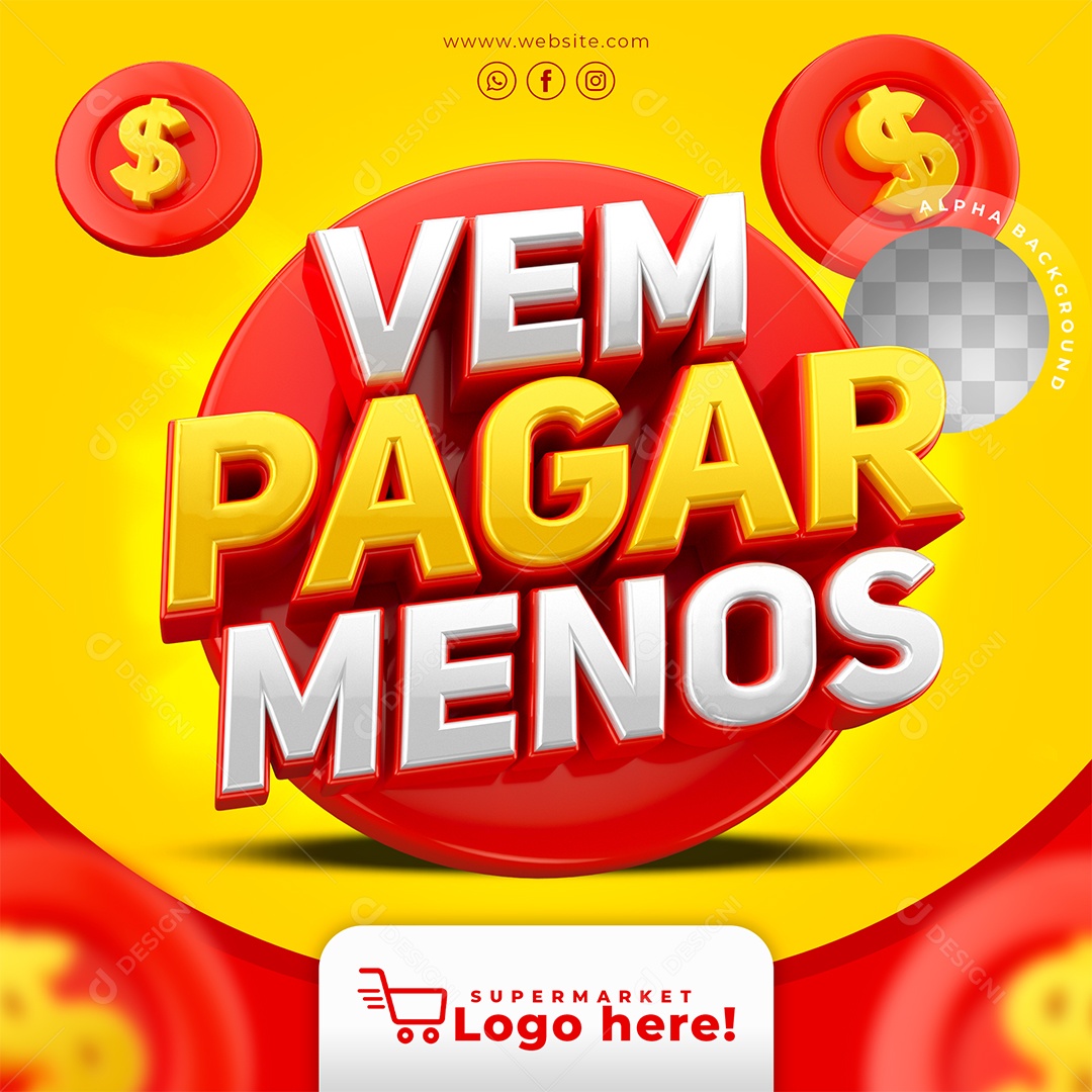 Selo 3D Vem Pagar Menos Promoção PSD