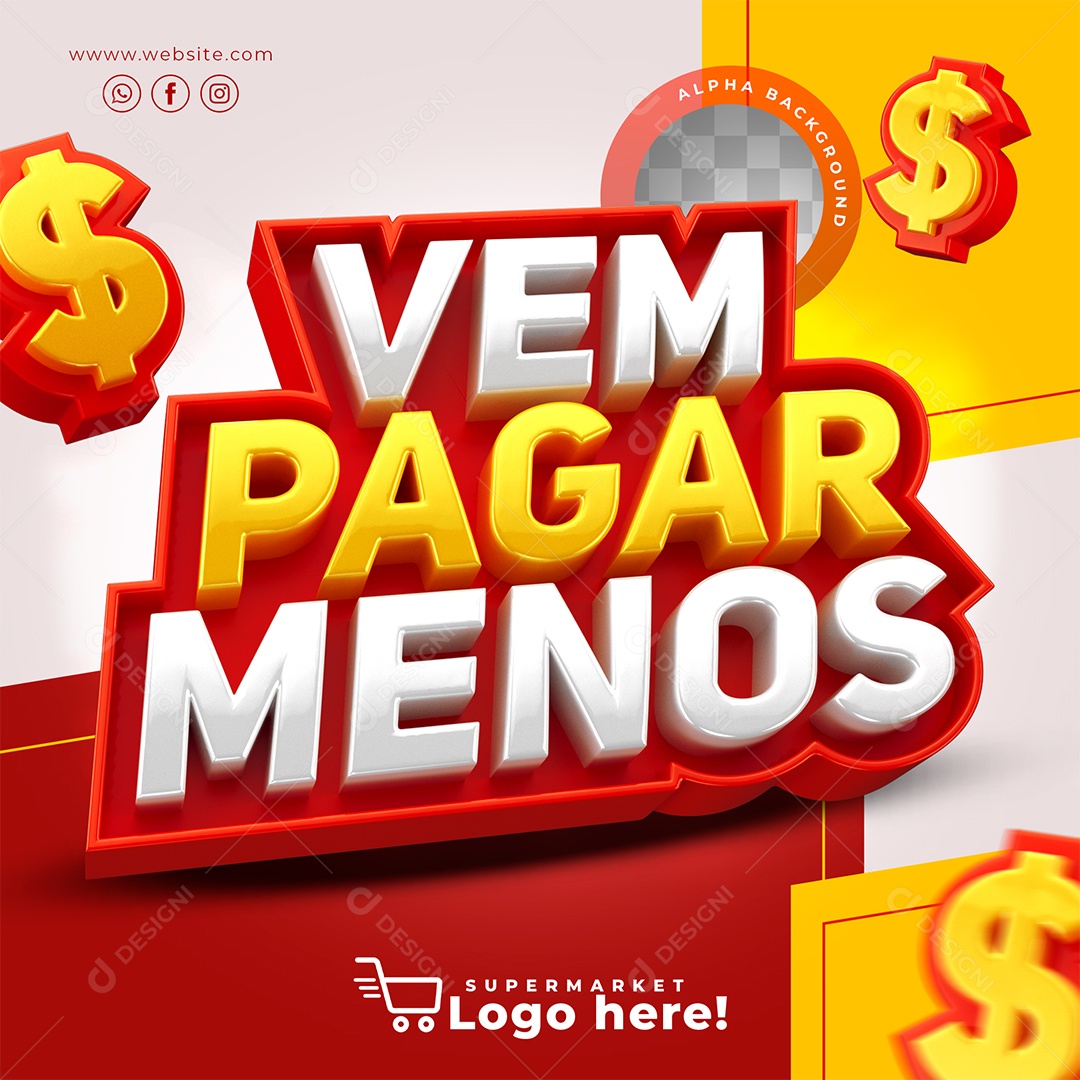 Selo 3D Vem Pagar Menos Promoção PSD