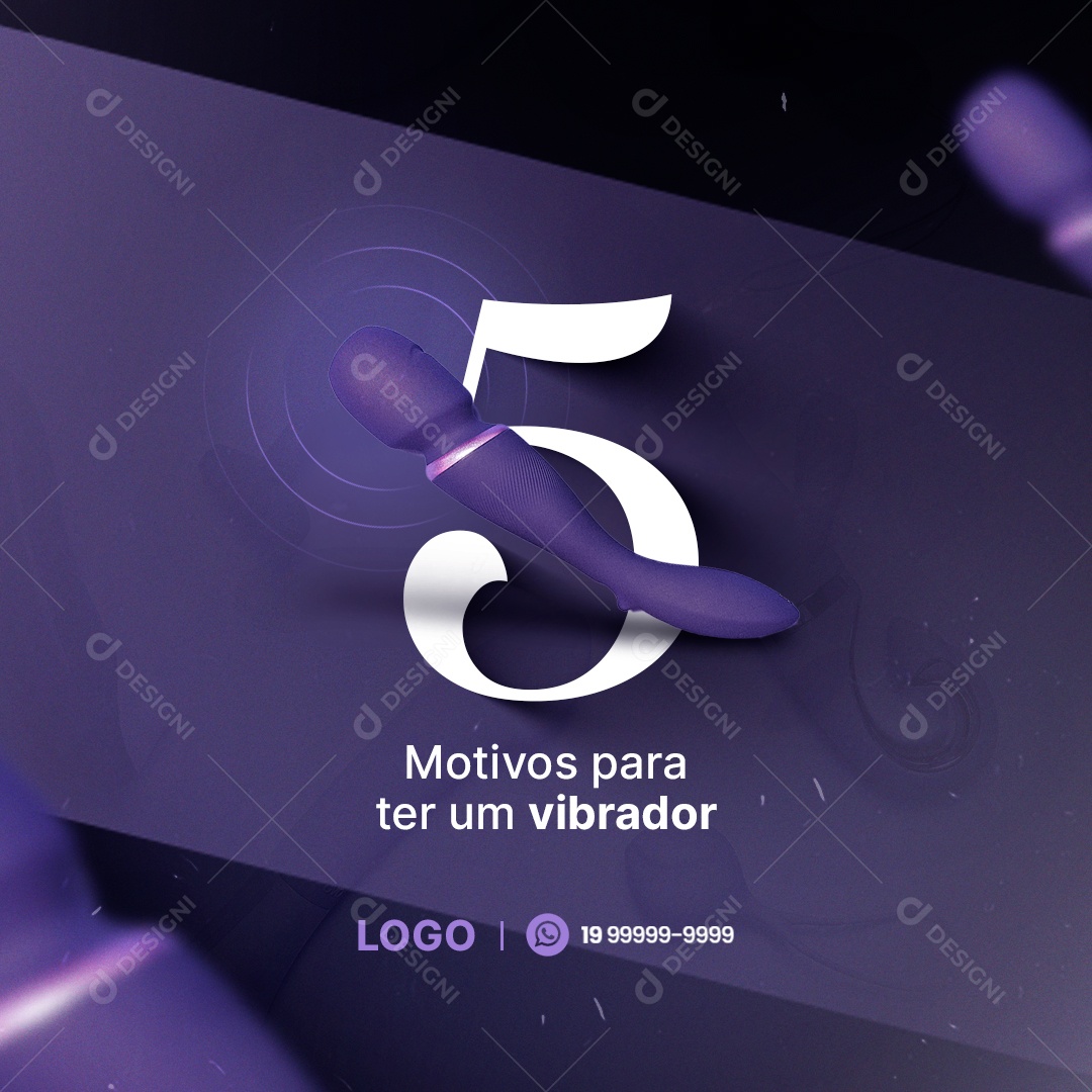 Social Media Sex Shop 5 Motivos Para Ter um Vibrador PSD Editável