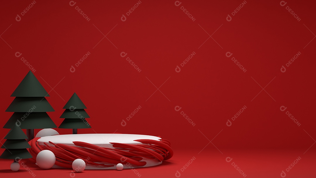 Carrinho de pódio de pano de fundo de cenário de Natal. Prateleira de produto