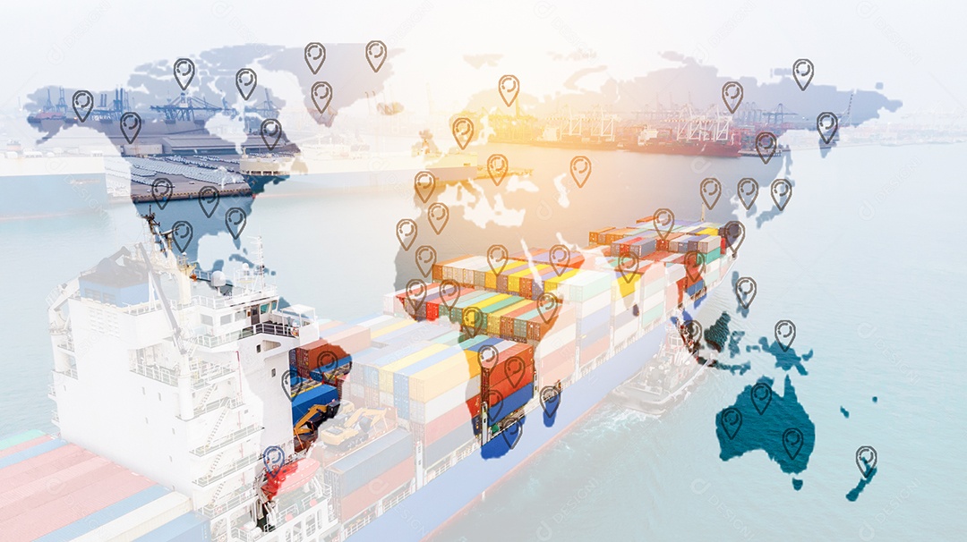 navio porta-contentores de carga importa e exporta grande tanque em todo o mundo logístico transporte marítimo.