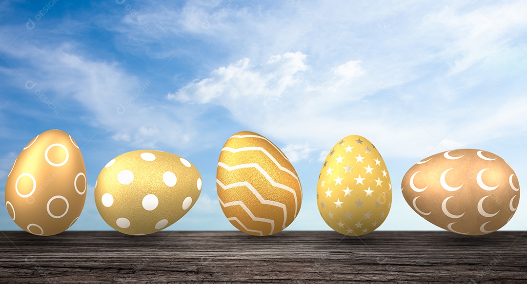 Feliz fundo de Páscoa com brilho dourado realista decorado.