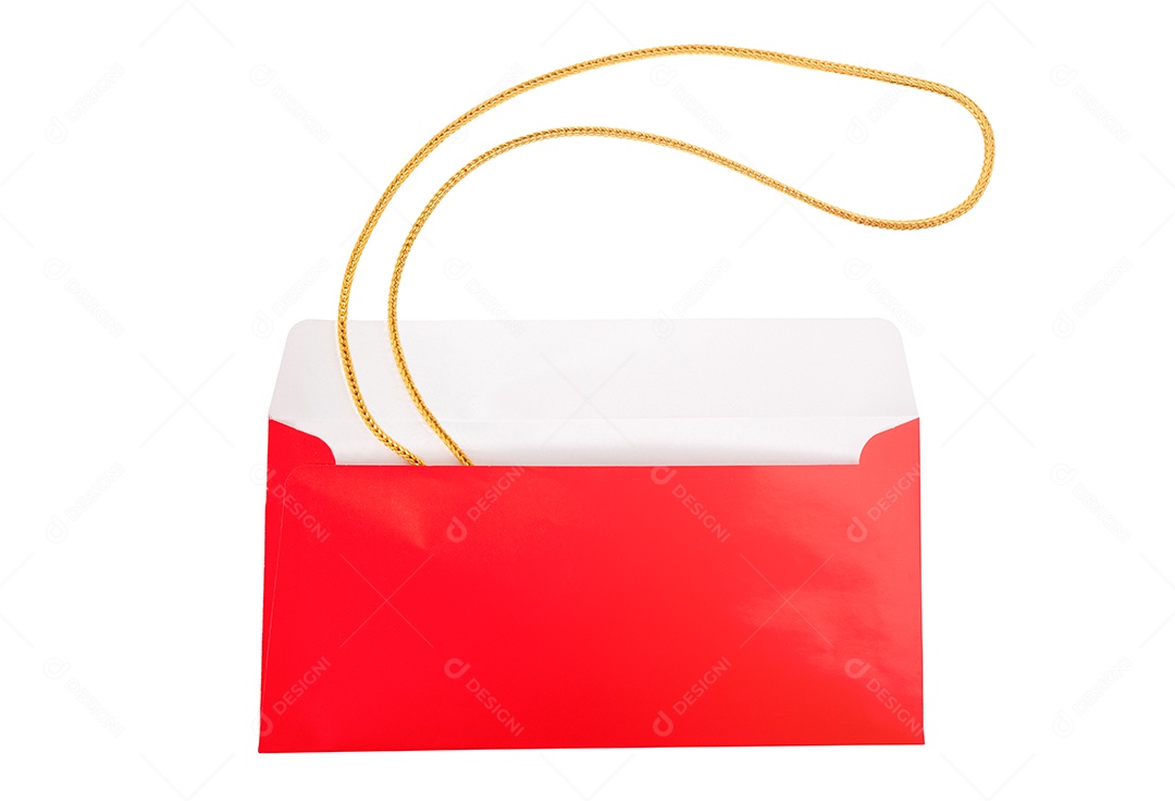 Feliz ano novo chinês envelope vermelho e colar de ouro no lado.