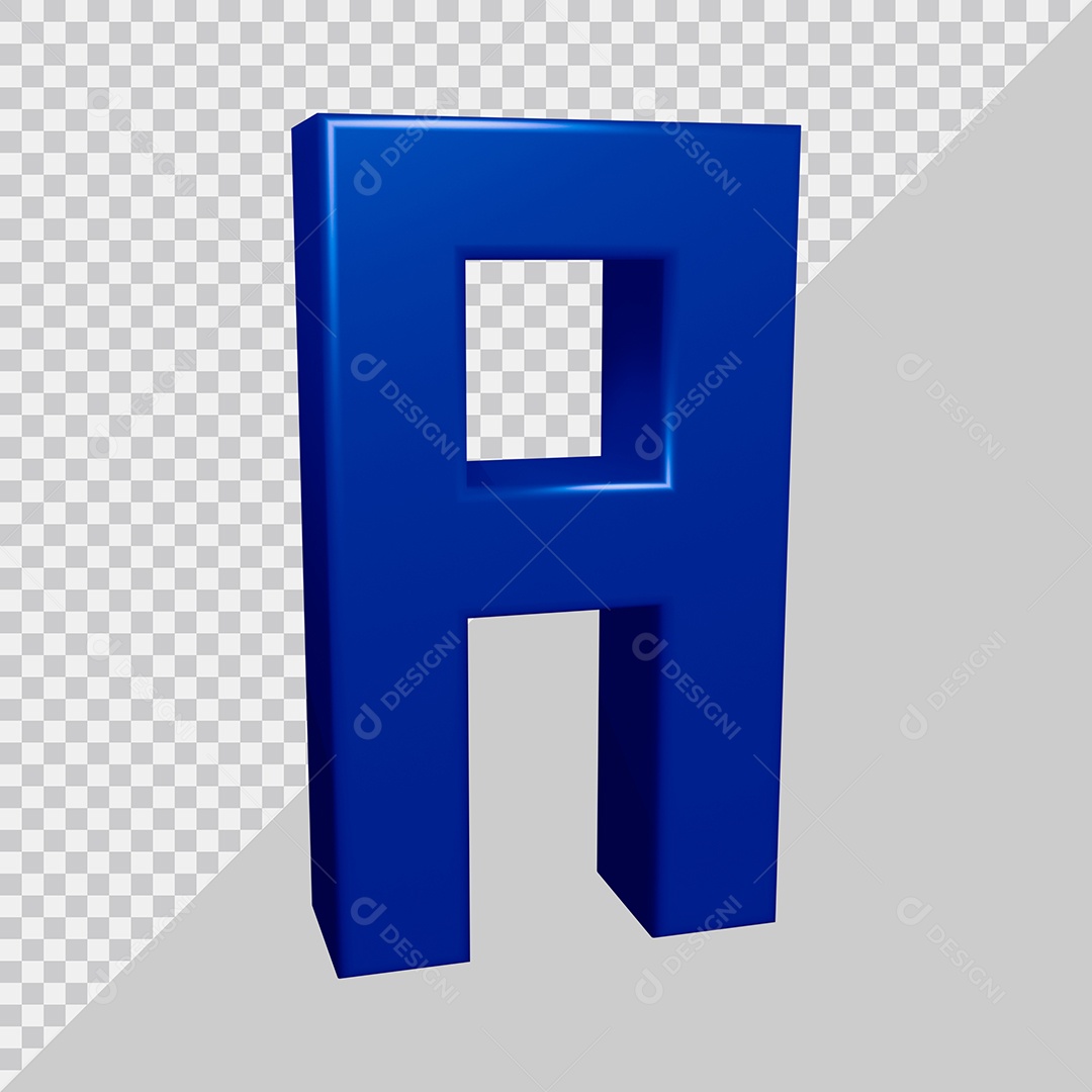 Elemento 3D Para Composição Letra A Azul PSD