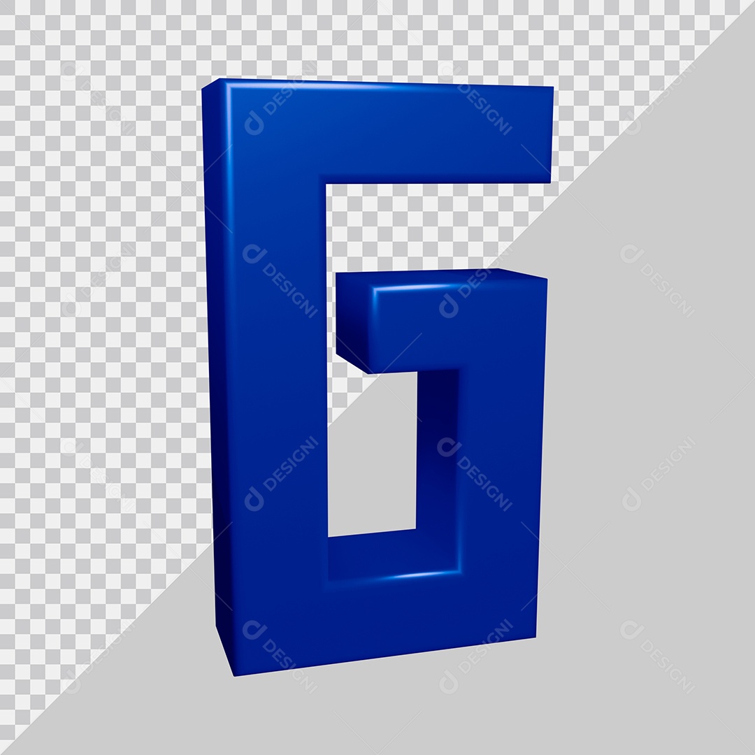 Elemento 3D Para Composição Letra G Azul PSD