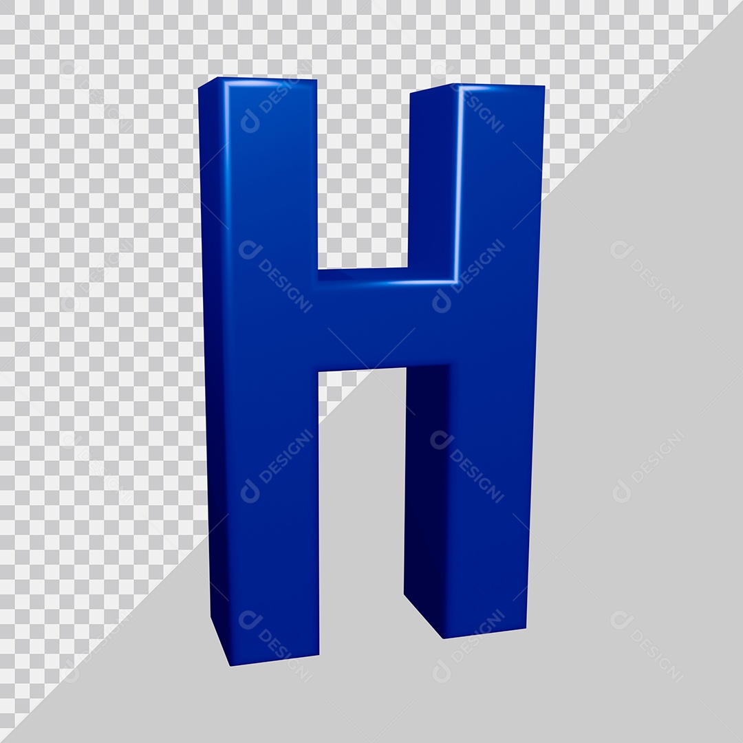 Elemento 3D Para Composição Letra H Azul PSD