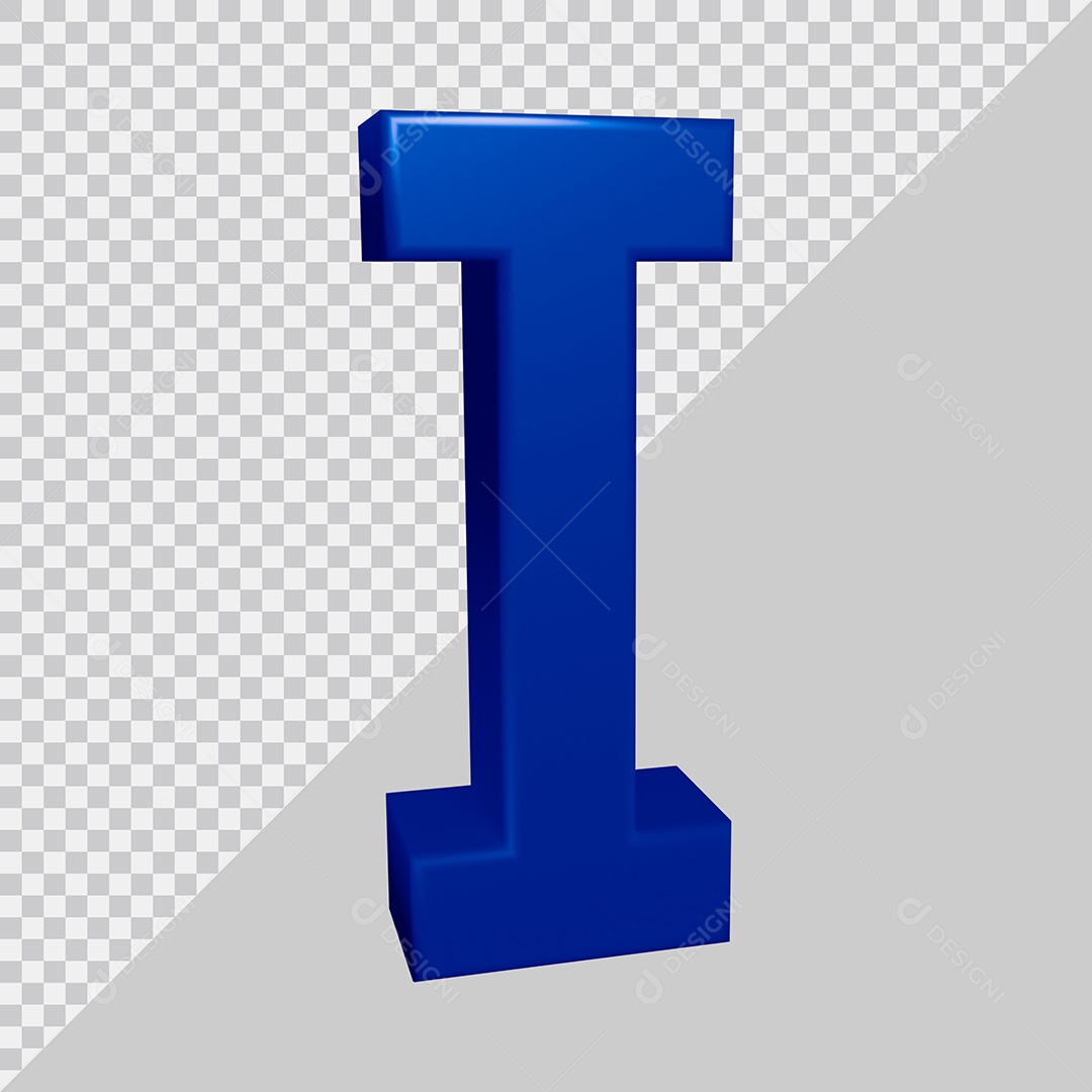 Elemento 3D Para Composição Letra I Azul PSD