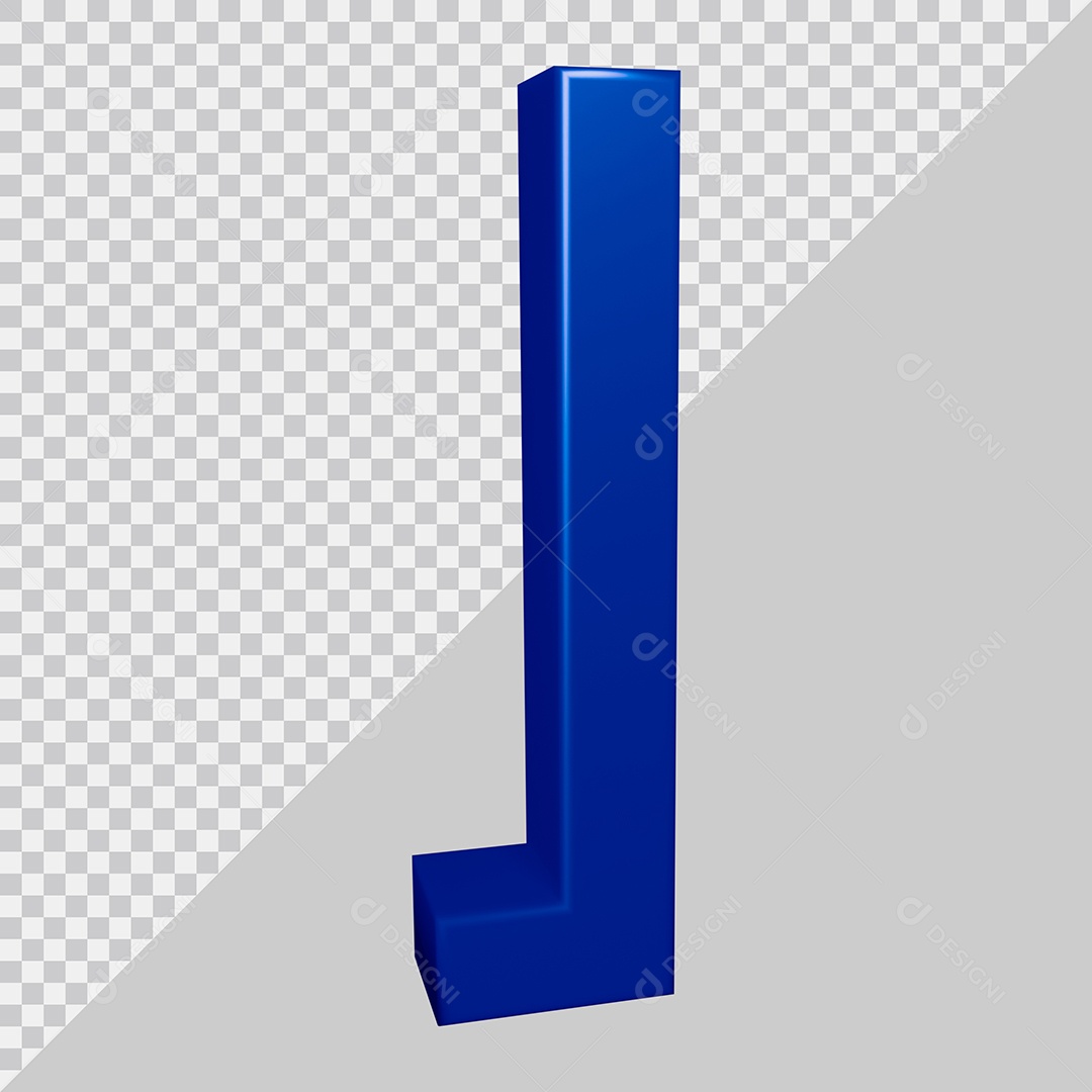 Elemento 3D Para Composição Letra J Azul PSD