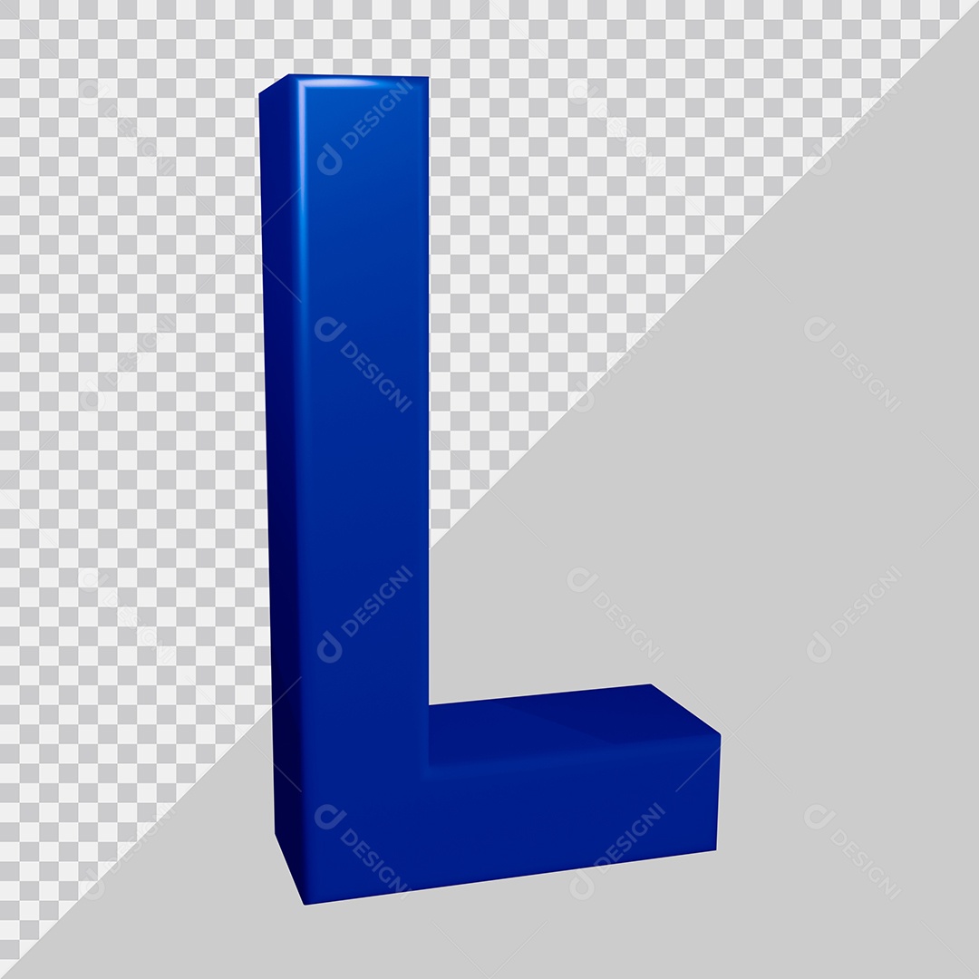 3D Element For Composition Letter L Blue PSD