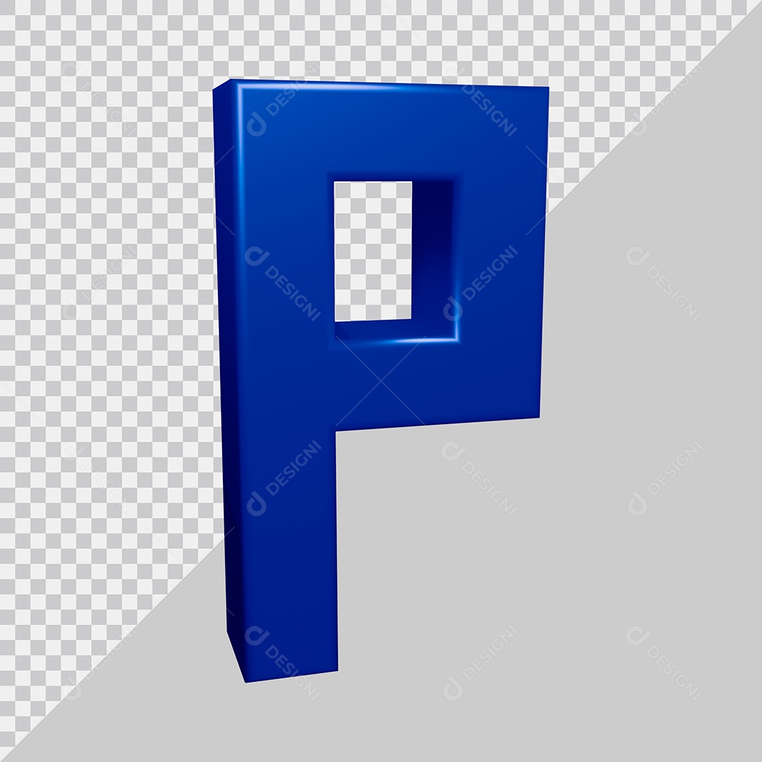 Elemento 3D Para Composição Letra P Azul PSD