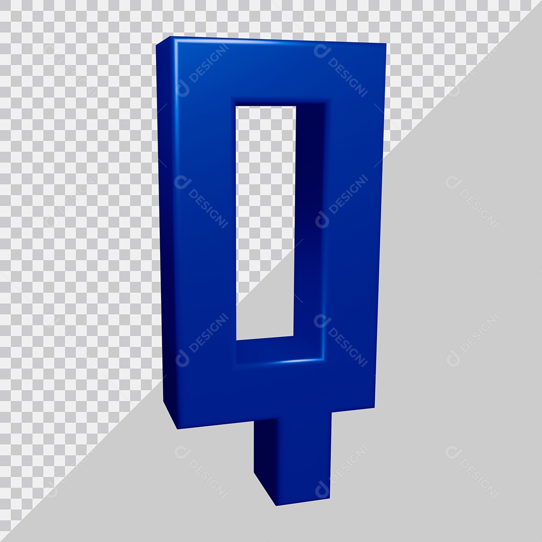 Elemento 3D Para Composição Letra Q Azul PSD