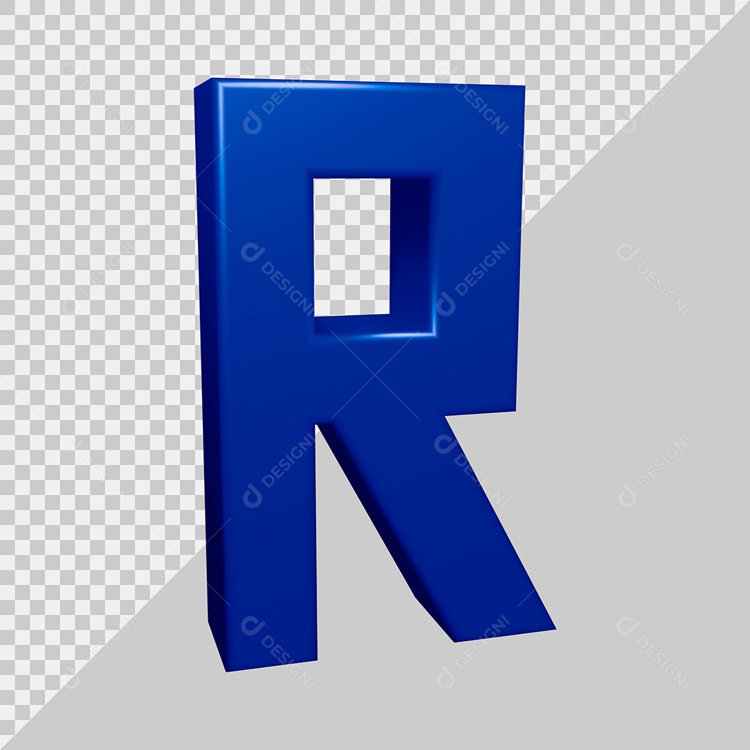 Elemento 3D Para Composição Letra R Azul PSD