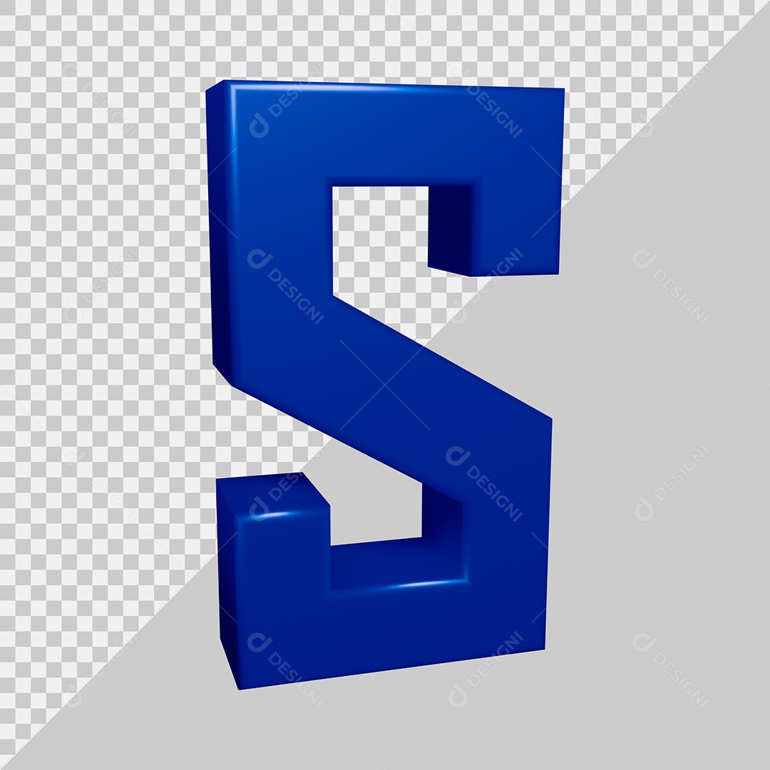 Elemento 3D Para Composição Letra S Azul PSD