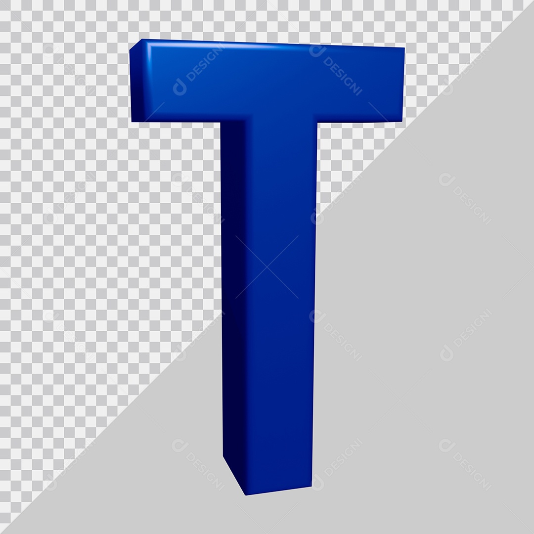Elemento 3D Para Composição Letra T Azul PSD