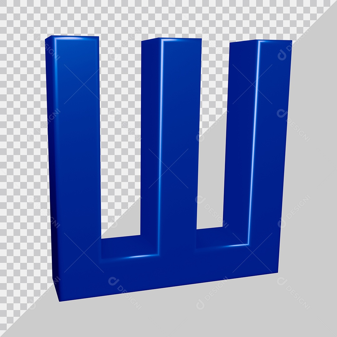 Elemento 3D Para Composição Letra W Azul PSD