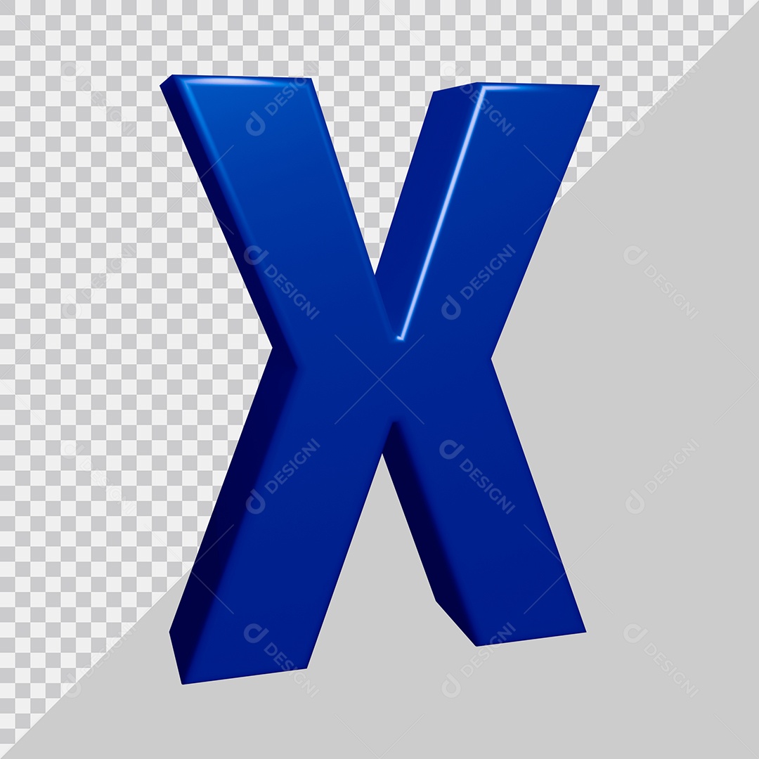 Elemento 3D Para Composição Letra X Azul PSD