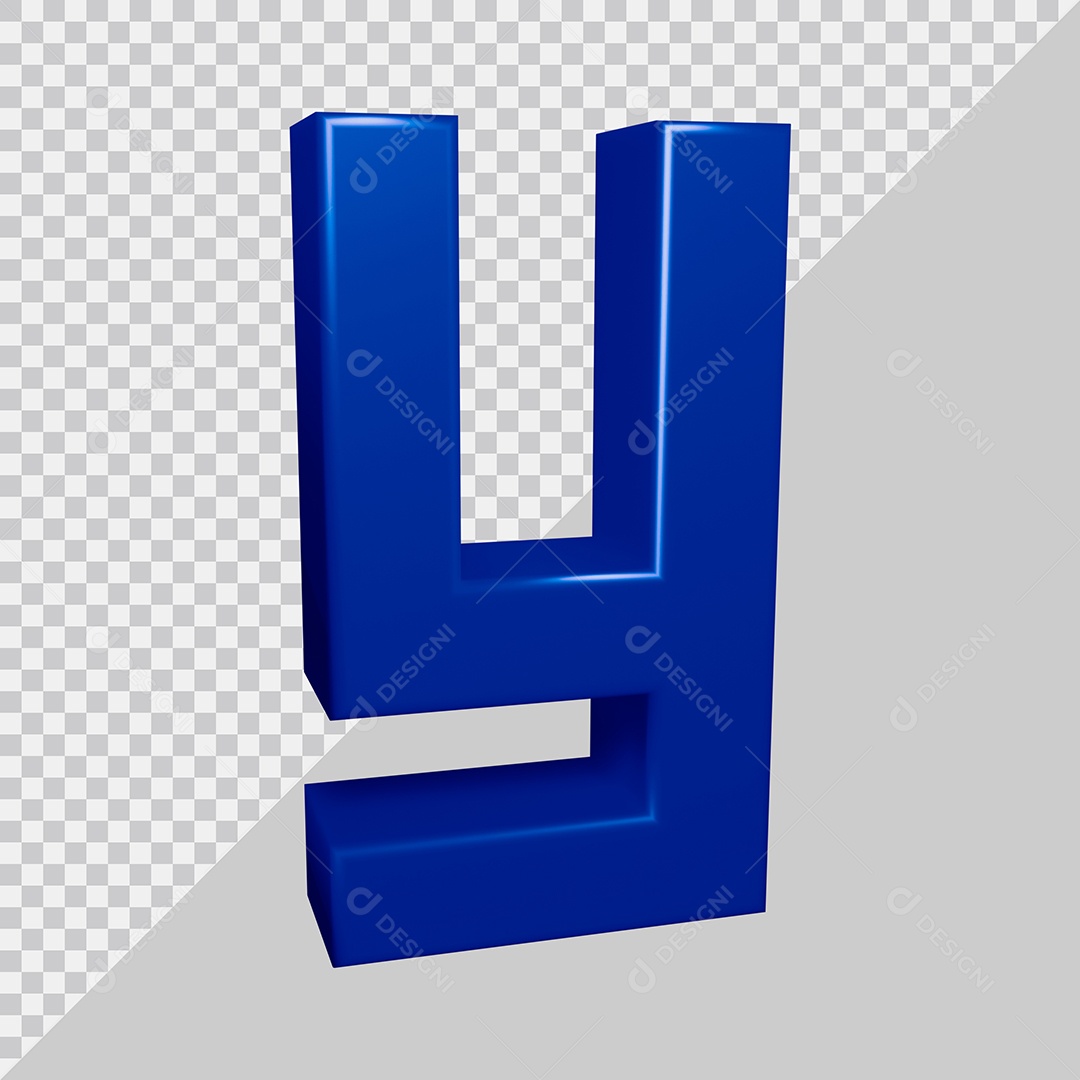 Elemento 3D Para Composição Letra Y Azul PSD