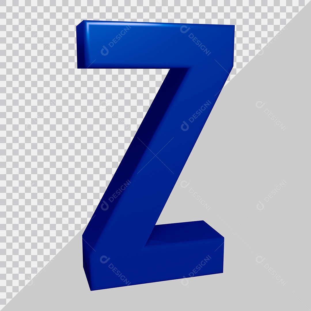 Elemento 3D Para Composição Letra Z Azul PSD