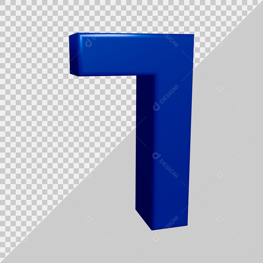 Elemento 3D Para Composição Número 1 Azul PSD