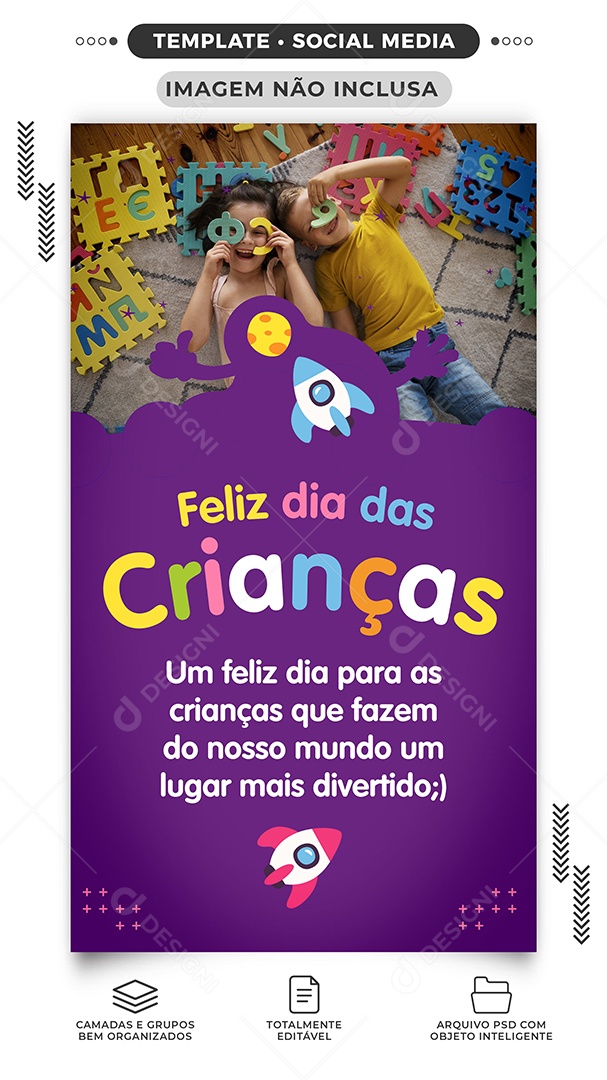 Feliz Dia Das Crianças Data Comemorativa Social Media PSD Editável